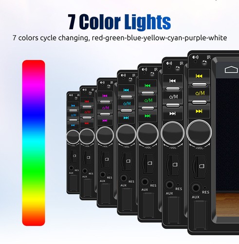 Autoradio 1DIN Con 7 Pollici IPS Schermo 7 colori MP5 FM Bluetooth FM AUX USB TF - Foto 12 di 15