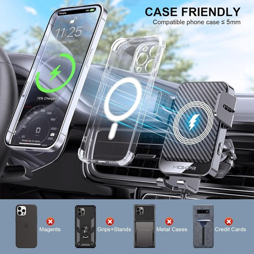 Auto Handyhalterung mit Ladefunktion 15W induktiv, Lüftung, automatischer Clip - 第 7/11 張圖片