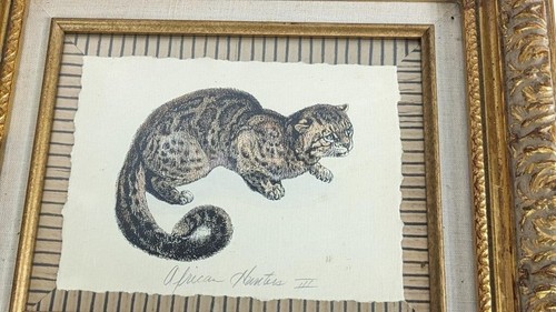 Zeichnungen auf Bleistift, African Hunter Cats II und III gerahmt - Bild 3 von 6