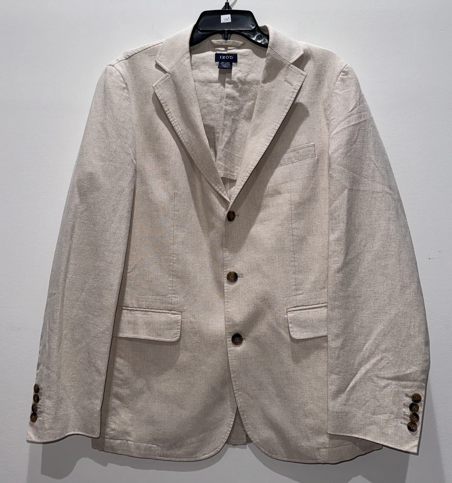 Abrigo deportivo para hombre IZOD de lino (55%)-algodón (45%) mezcla talla mediana Blazer chaqueta Foto 2 de 4