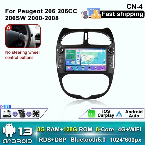 For PEUGEOT 206 206CC 206SW 2000-2008 Car Radio CarPlay GPS Video Screen Stereo - Picture 25 of 29