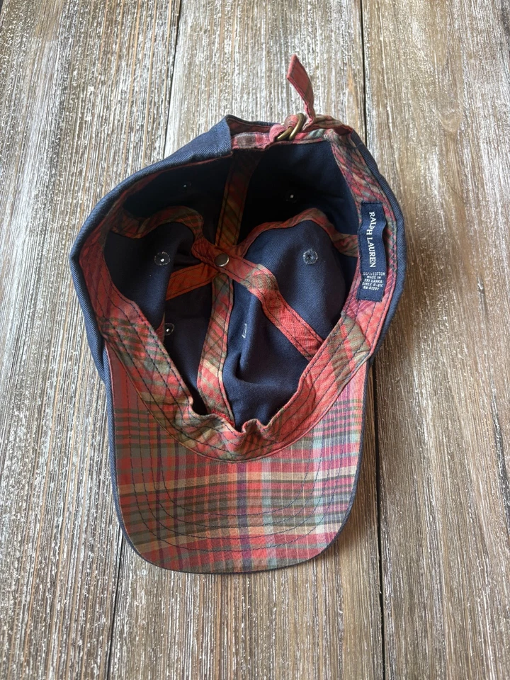 Gorra de béisbol china Polo Ralph Lauren para niñas 4-6X sombrero azul acento a cuadros ajustable Foto 2 de 4