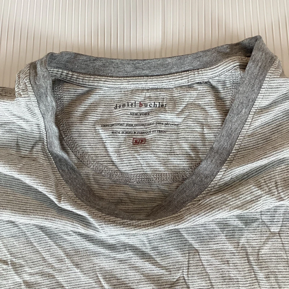 Мужская футболка Daniel Buchler размер S короткий рукав эластичная вырез лодочкой в полоску NY - Изображение 4 из 4