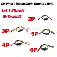 Lot SM Pitch 2.54mm Plug Connector Cable Wire Male Female 2P/3P/4P/5P/6P