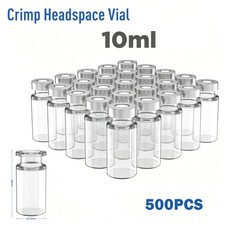 500PCS 10ml Headspace Vials Clear Glass Vials 20mm Crimp top Flat Bottom HPLC