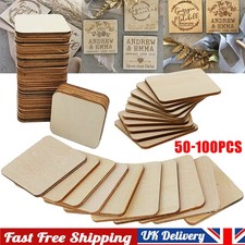 50/100Pcs 50cm Wooden Plain Coasters Wood Coaster MDF Craft Blank Square Tile UK