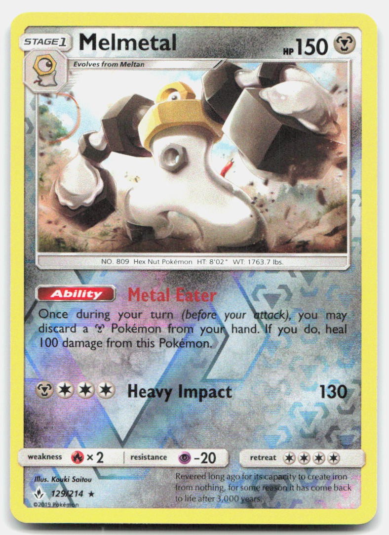 Unbroken Bonds Melmetal 129/214 Near Mint Pokemon Reverse Holo R Tcg Card