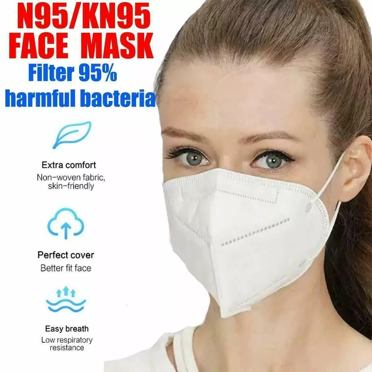 Individually Wrapp White KN95 Face Mask 5 Layer C.E Approval FFP2 95% Respirator
Opens in a new wind