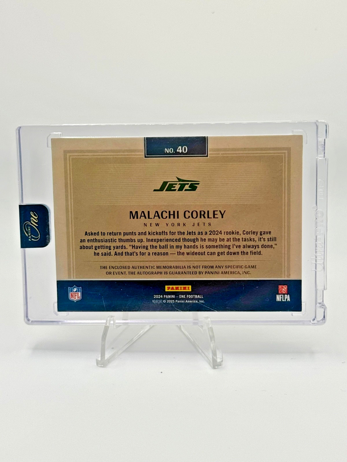 2024 Panini One Malachi Corley Rookie Patch Auto /49 view 2