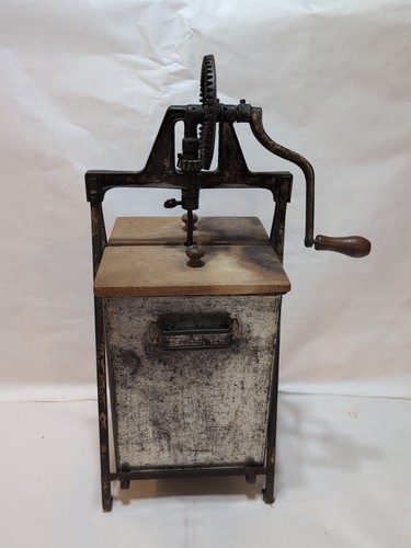 Antike Metall Butterdose Silber und Holz funktioniert Vintage tolles Ausstellungsstück