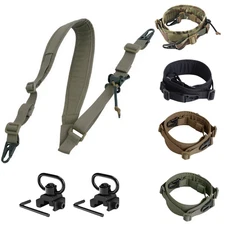 2 Points Rifle Sling Adjustable Length for Rifle w/ QD Sling Swivels Mount-Green