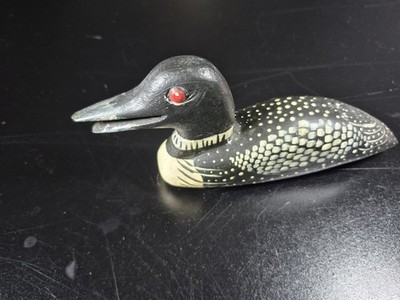 Small Hand Carved & Painted Resting Loon