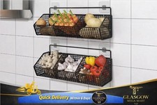 Image of Wall Mounted Kitchen Storage Basket Durable Wire Storage Rack for Vegetables