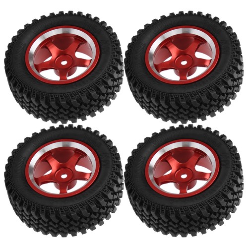 (Red)4Pcs Remote Control Metal Wheel Hub Rubber Tires Replacement For MN86 DM - Picture 8 of 12