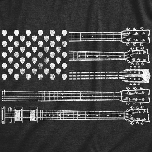 Camiseta Bandera Guitarra Para Hombres Genial Rock and Roll 4 de Julio Músico Bandera Gráfico - Imagen 2 de 7