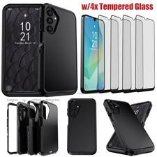 For Samsung Galaxy A14 A15 A16 A17 Rugged Protective Case Cover Tempered Glass