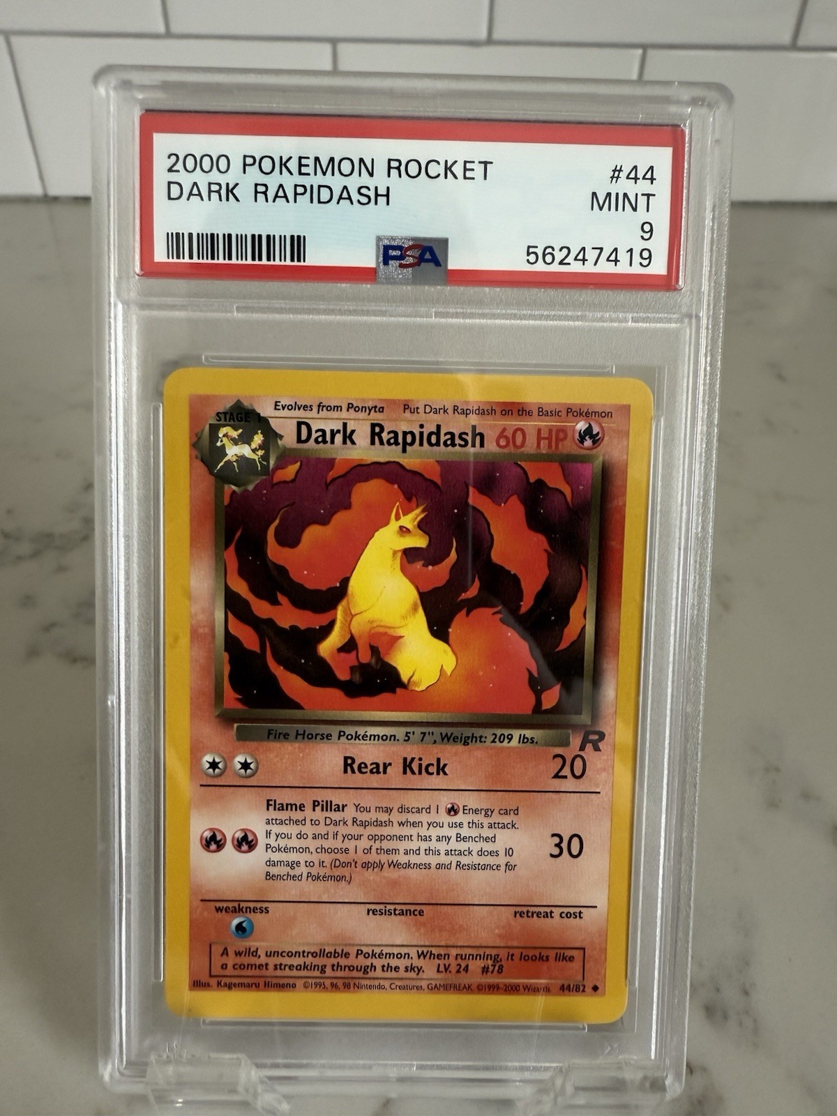 Dark Rapidash #44 - 2000 Pokemon Team Rocket - PSA 9 MINT