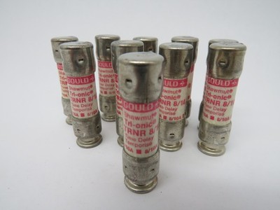 Gould Shawmut TRNR-8/10 Time Delay Fuse 8/10A 250VAC Lot of 10 USED