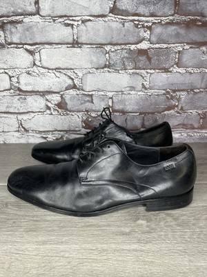 BOSS Hugo Boss Verocuoio Black Leather Derby Lace Dress Shoes Men Sz 10M US/43EU