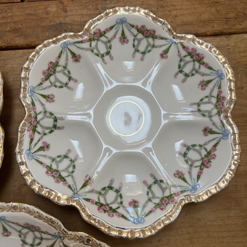 Set Of 3 Antique Oyster Plate 6 Wells Vienna Austria EUC - Picture 4 of 7