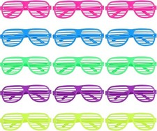 15 Pack Shutter Shades Glasses 80S 90S Party Favors Plastic Glasses for Kids Adu