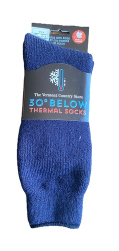 Vermont Country Store 30 Below Thermal Wool Blend Socks Navy Blue Men’s M