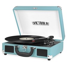 VICTROLA JOURNEY BLUETOOTH SUITCASE RECORD PLAYER 3-SPEED TURNTABLE - TURQUOISE
