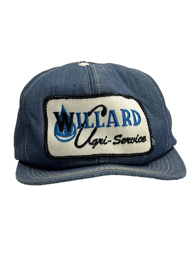 K Products Snapback Hat Willard Agri-Service Farmer Agriculture Blue USA Vintage