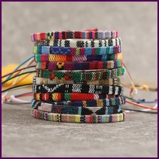 12Pcs Nepal Ethnic Colorful Bracelet Set For Women Bohemia Fabric Braided