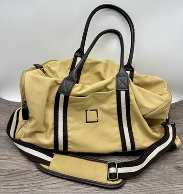Heritage Supply Co Rugged Tan Striped Retro Overnight Weekender Duffel Men's Bag