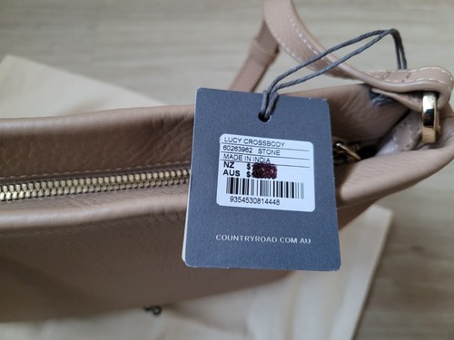 Country Road Lucy crossbody leather bag, stone colour, RRP $179 - Picture 4 of 10