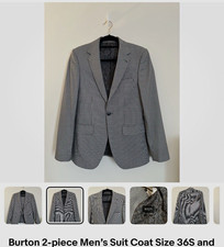 Burton Menswear London 2 Piece Slim Suit Grey Check 36S Jacket 32S Trousers