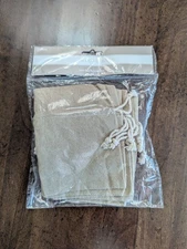 PRIM Set/6 sm Drawstring Bags 100% Linen/Natural Dark Ecru Color x DIY Gifts NEW