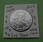 2019 P American Silver Eagle 1 OZ FINE SILVER GEM BU FROSTY HIGHLY COLLECTIBLE