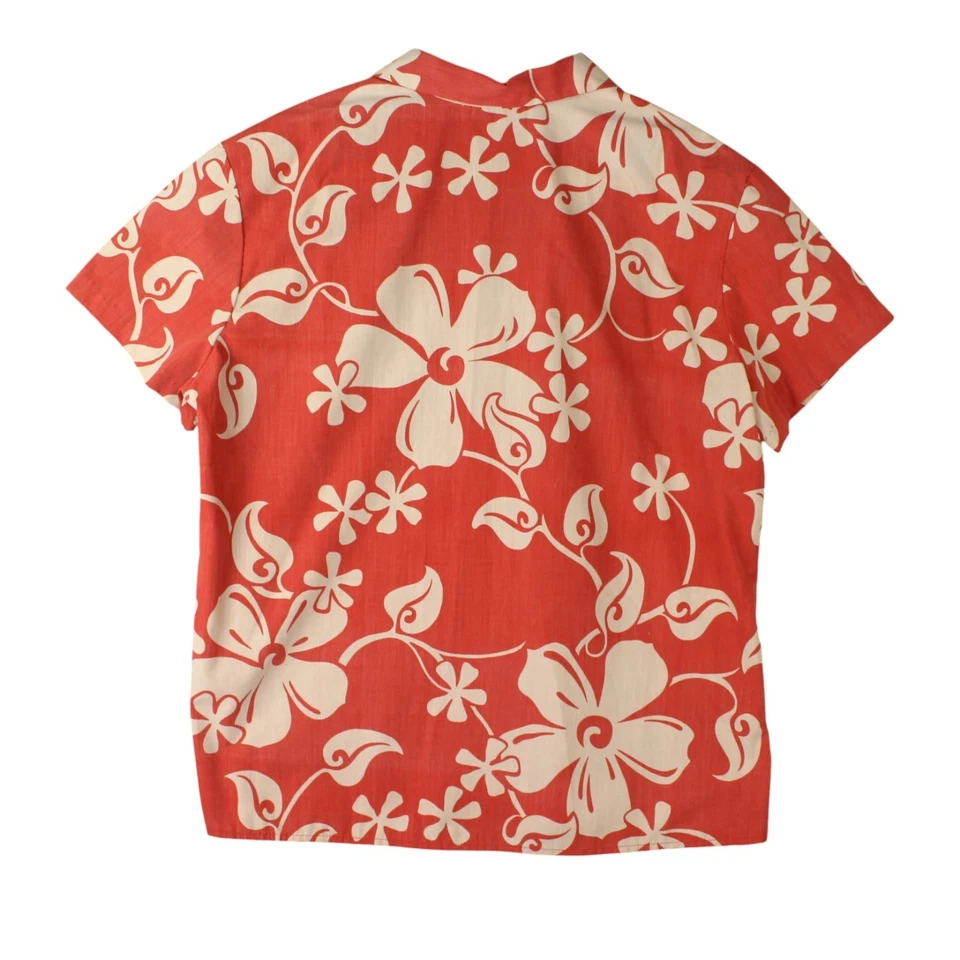 Camisa masculina Reyn Spooner Alfred Shaheen grande vermelha floral estampa reversa havaiana - Imagem 2 de 4