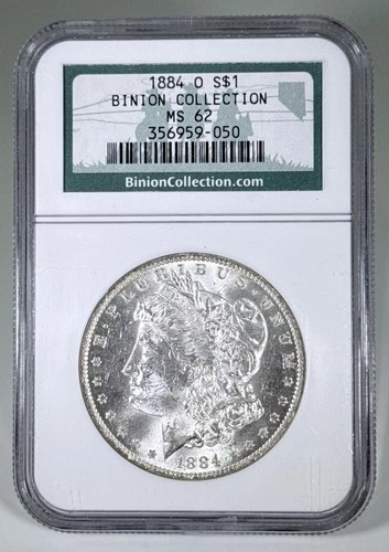 1884 O NGC MS62 Morgan Silver Dollar $1 US Mint 1884-O MS-62 Binion Collection
