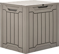 Image of Outdoor Resin Storage Box 31 Gal, Water-Resistant Patio Deck Box Outdoor Storage