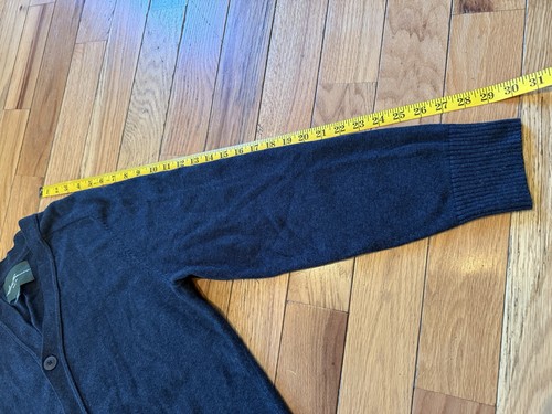 VTG Eddie Bauer Mens Size L Cotton Cashmere Cardigan Gray V Neck Button Grandpa - Picture 13 of 16