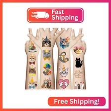 50 PCS Cat Temporary Tattoos for Kids, Cute Animals Fake Tattoos for Birthday Pa