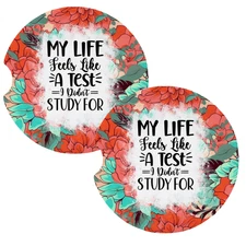 My Life Feels Like Test Snarky Funny Coasters for Car Cup Holders Set of 2