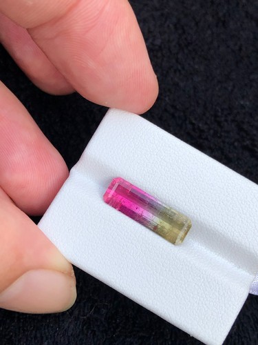 Bi-Color Tourmaline Loose Stone: 3.2 Carat Emerald Cut Gemstone - Picture 4 of 9