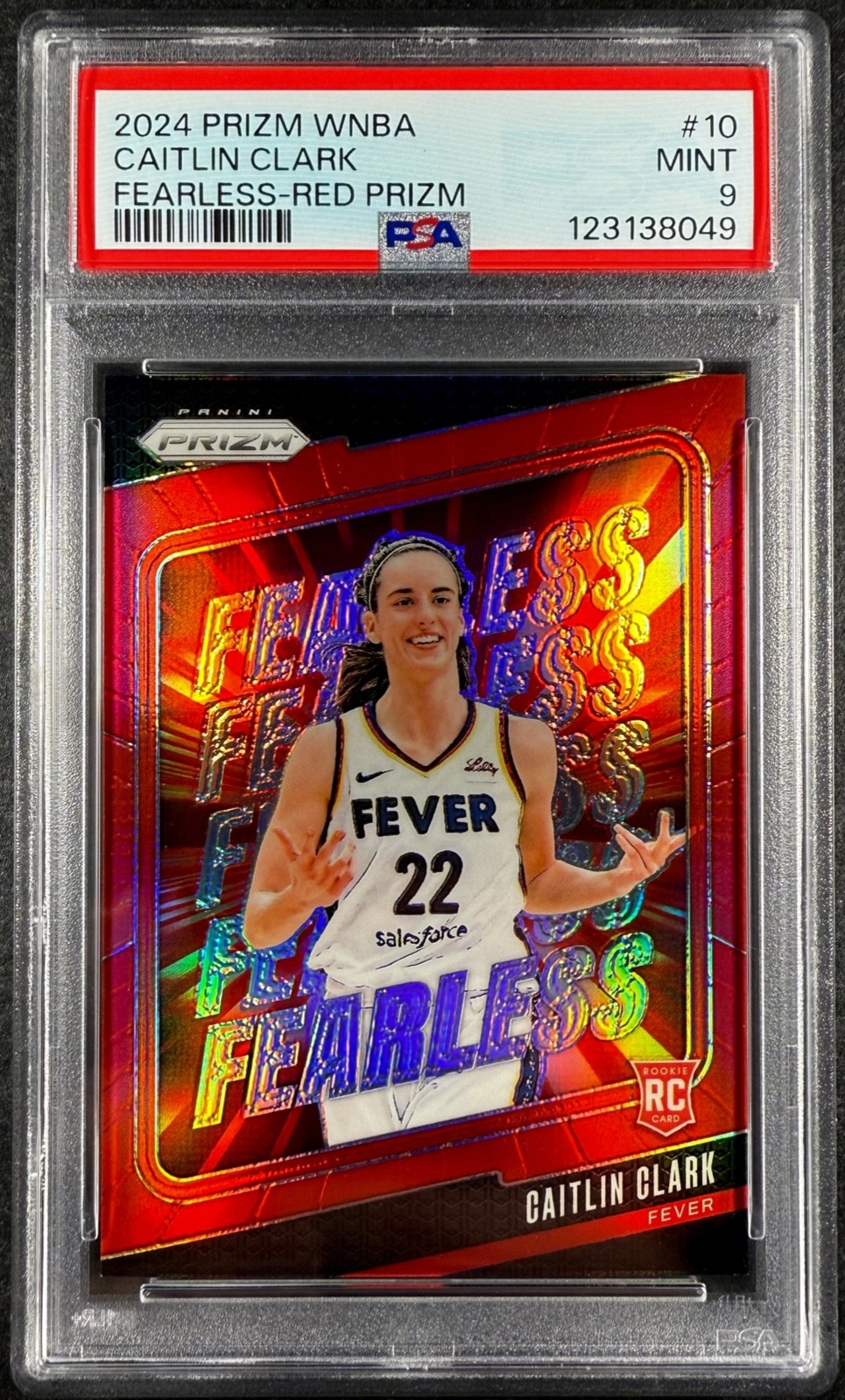 2024 Panini Prizm Fearless Red Caitlin Clark #10 /99 Rookie RC PSA 9 WNBA