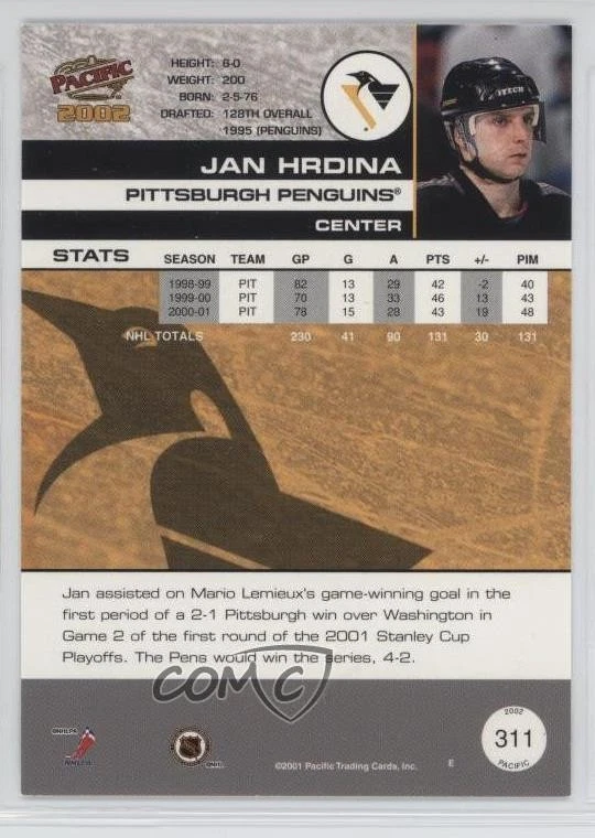 2001-02 Pacific Jan Hrdina #311 - Image 2 of 2
