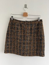 Papaya Yellow Black Tweed Womens Mini Skirt Size L/UK12