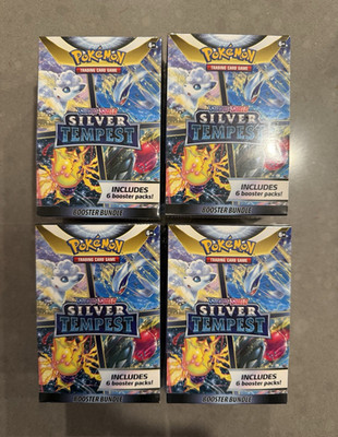 Pokemon TCG Sword & Shield Silver Tempest Booster Bundle Lot of 4 (6 Packs Each)