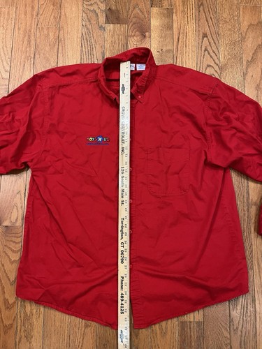 Vintage Toys R Us Shirt 4XL Red Embroidered Spell Out Button Up Long Sleeve - Picture 6 of 8