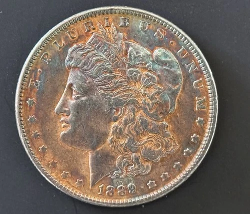 1889 Morgan Silver Dollar - Circulated XF-AU appearance.   Suspicious Color.