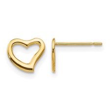 14k Yellow Gold 7.00mm Heart Childrens Post Stud Earrings L-7 mm, W-7 mm