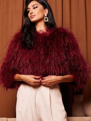 Fluffige Straußenfeder Jacke - Kuscheliger Plüschmantel für Nightclub & Party