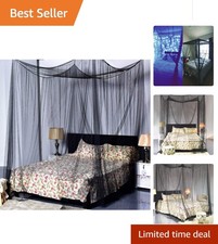 Elegant Black Mosquito Net Bed Canopy for King  Queen Size Beds - Easy Setup